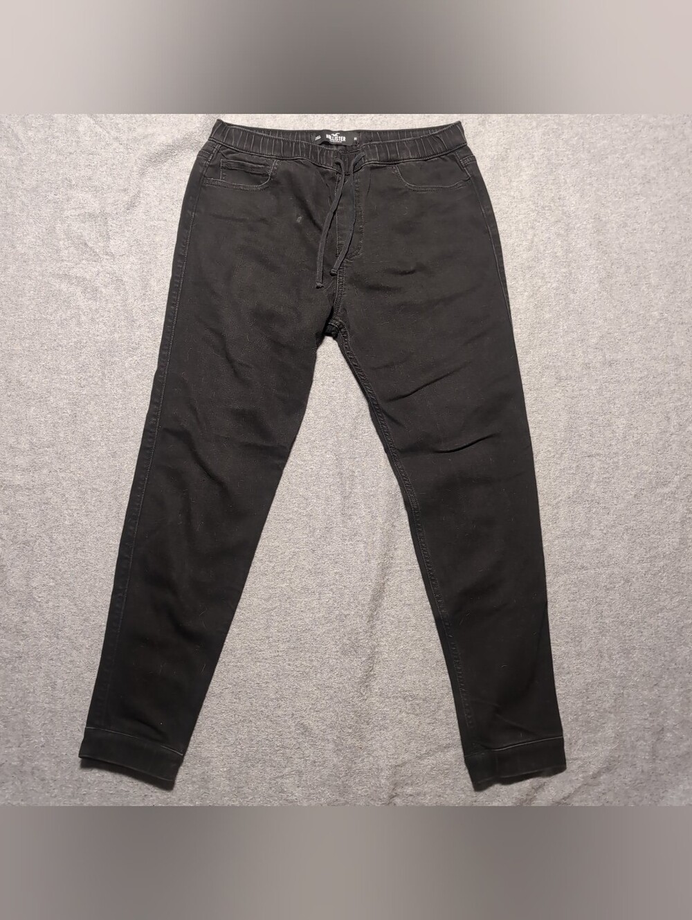 HOLLISTER - Mens Skinny Jogger Size Medium Drawstring Tapered Midnight Black GUC